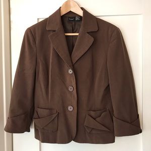 Cami 3/4 sleeve blazer, brown, size 8